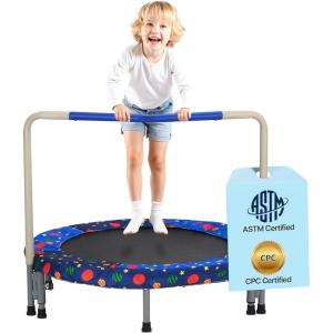 image:imageVEVOR 3FT Trampoline for Kids 36 Trampolines IndoorOutdoor Trampoline for Toddlers Foldable Mini Baby Jump Toy with Foam Handle Recreational Trampolines Birthday Gift for 3 Years KidsBlue  Red