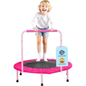 image:imageVEVOR 3FT Trampoline for Kids 36 Trampolines IndoorOutdoor Trampoline for Toddlers Foldable Mini Baby Jump Toy with Foam Handle Recreational Trampolines Birthday Gift for 3 Years KidsPink