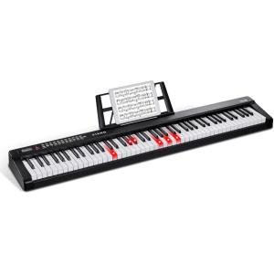 image:imageVEVOR 61 Key Digital Keyboard Piano 200 Tones 200 Rhythms Electric Portable Piano Keyboard Kit with 60 Demo Songs BuiltIn Dual Speakers Headphones Piano Stickers for Beginners LearningPiano 88 Key