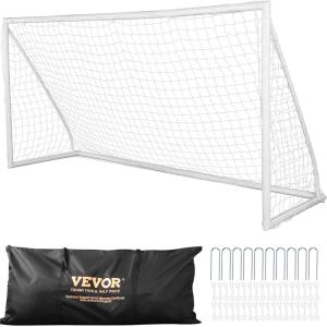 image:imageVEVOR Portable Soccer Goal 12 x 6 ft Large Practice Soccer Net Steel Fiberglass Structure Training Goal Set with Carry Bag AllWeather Outdoor Use for Backyards Parks School Fields12x6 ft PVC