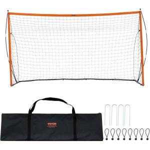 image:imageVEVOR Portable Soccer Goal 12 x 6 ft Large Practice Soccer Net Steel Fiberglass Structure Training Goal Set with Carry Bag AllWeather Outdoor Use for Backyards Parks School FieldsFiberglass Rod Triangle