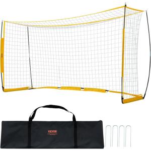 image:imageVEVOR Portable Soccer Goal 12 x 6 ft Large Practice Soccer Net Steel Fiberglass Structure Training Goal Set with Carry Bag AllWeather Outdoor Use for Backyards Parks School FieldsFiberglass Rod Cube