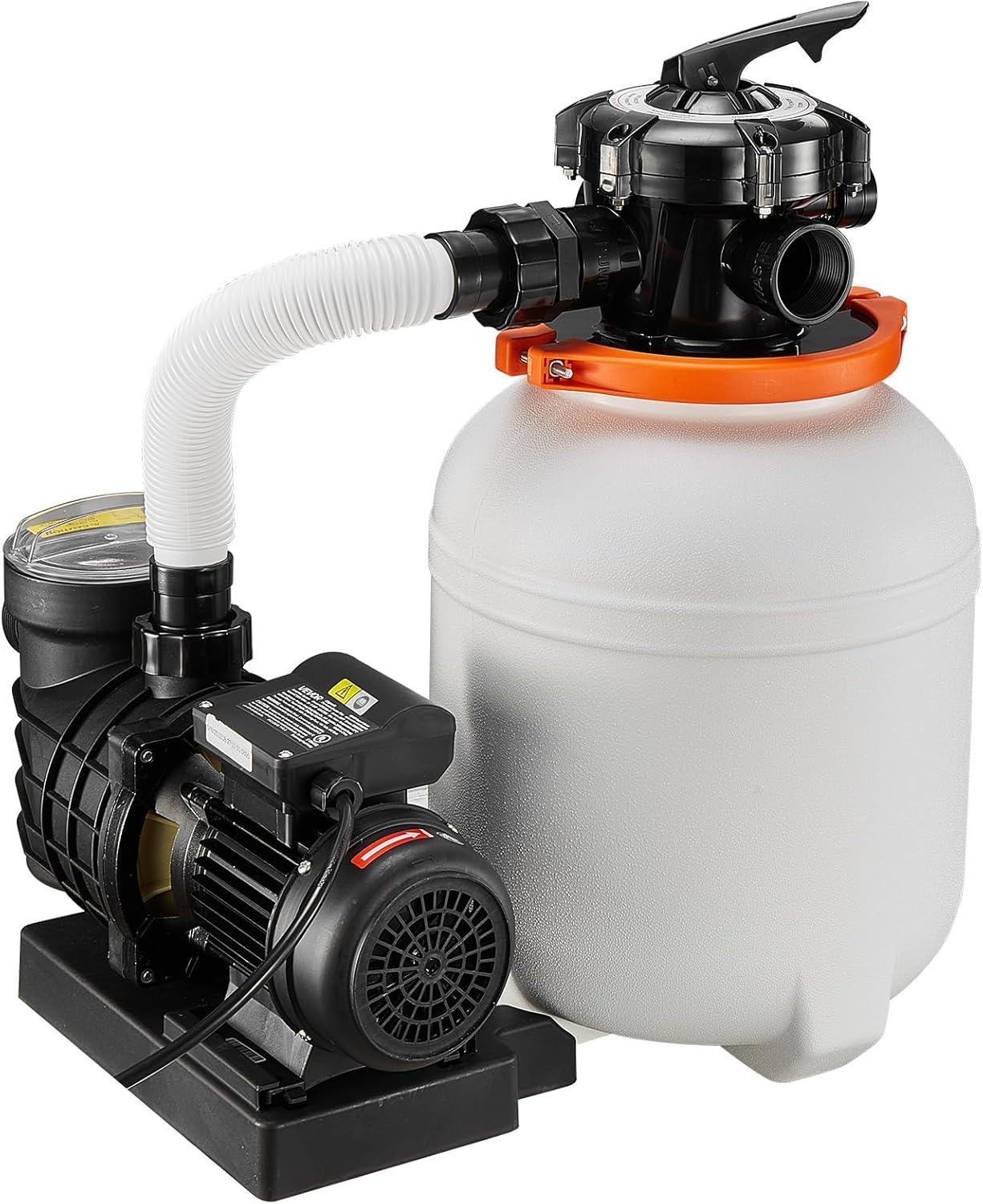 image:imageVEVOR FlashPure Sand Filter Pump 12 in for Above Ground Pool 05 HP 3000 GPH Swimming Pool Filter System with Timer 6X Faster Filtration Media Installed LeakResistant Ready to Use Out of Box12 Inch  05 Hp  3000 Gph