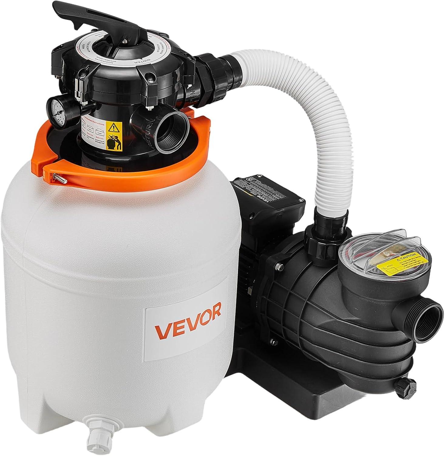 image:imageVEVOR FlashPure Sand Filter Pump 12 in for Above Ground Pool 05 HP 3000 GPH Swimming Pool Filter System with Timer 6X Faster Filtration Media Installed LeakResistant Ready to Use Out of Box12 Inch  05 Hp  3000 Gph
