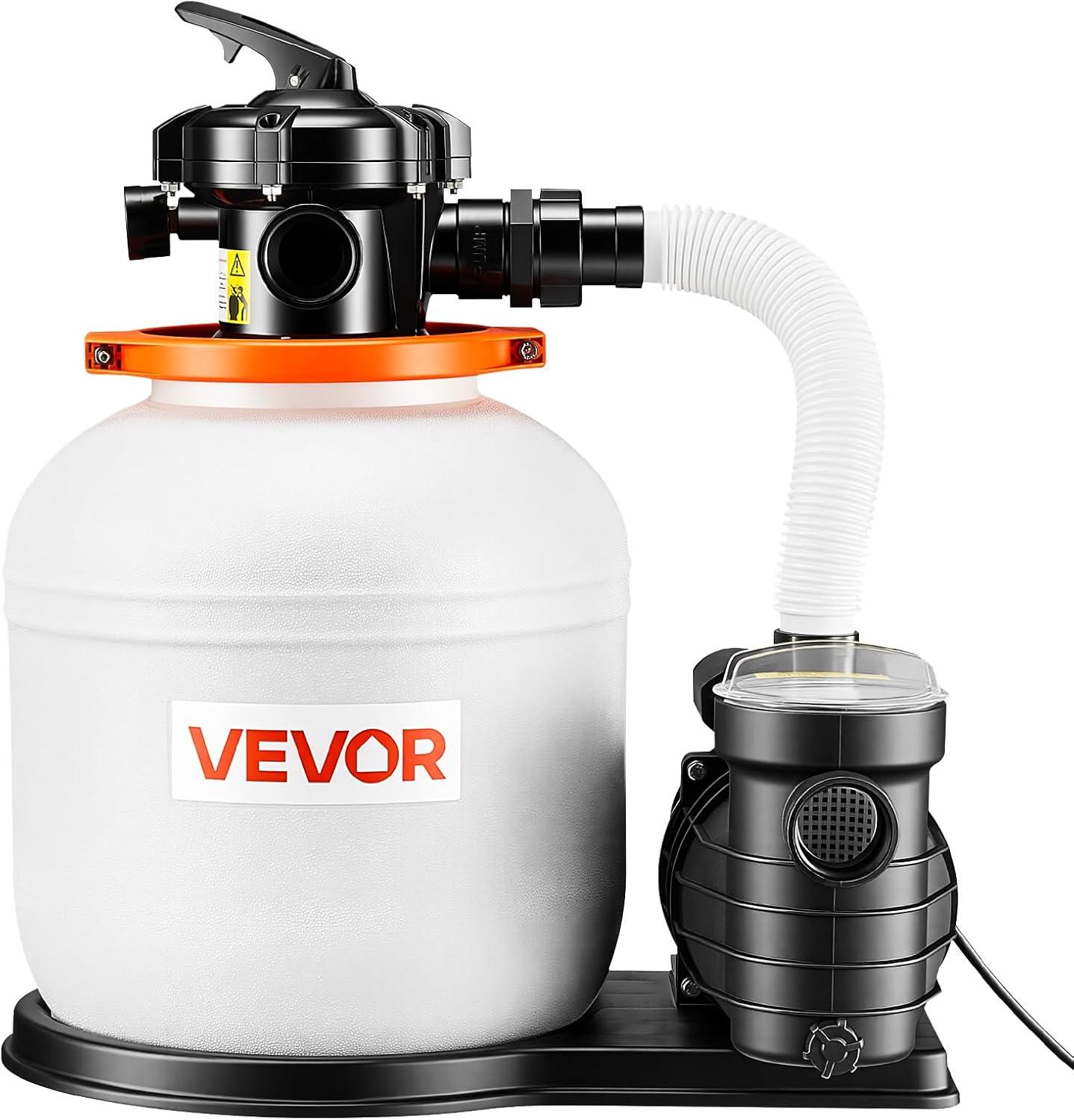 image:imageVEVOR FlashPure Sand Filter Pump 12 in for Above Ground Pool 05 HP 3000 GPH Swimming Pool Filter System with Timer 6X Faster Filtration Media Installed LeakResistant Ready to Use Out of Box14 Inch  075 Hp  3500 Gph