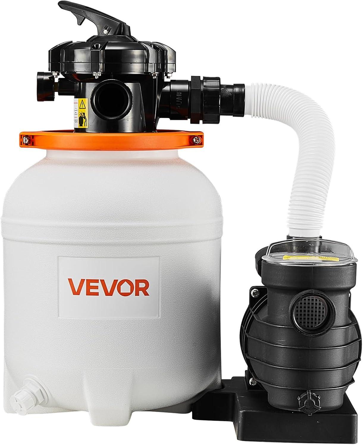image:imageVEVOR FlashPure Sand Filter Pump 12 in for Above Ground Pool 05 HP 3000 GPH Swimming Pool Filter System with Timer 6X Faster Filtration Media Installed LeakResistant Ready to Use Out of Box12 Inch  05 Hp  3000 Gph