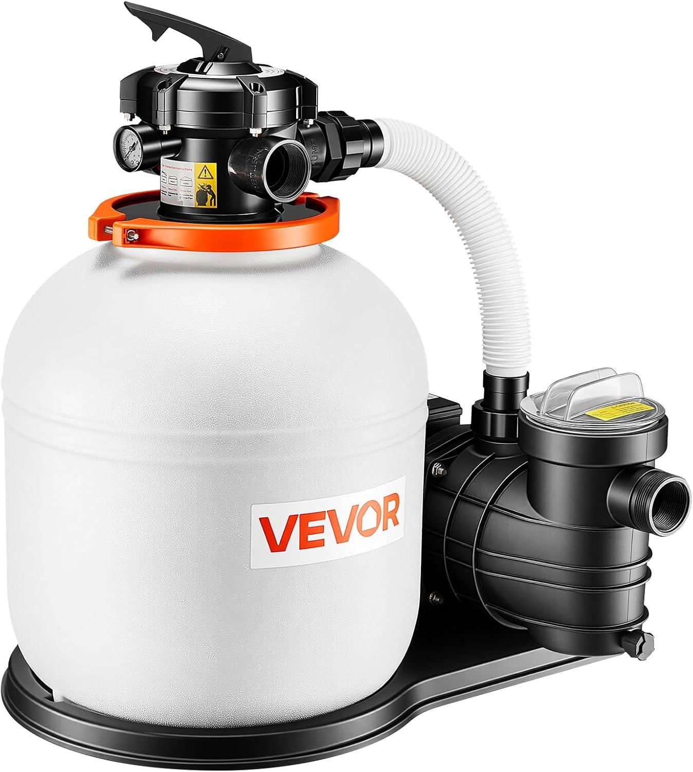 image:imageVEVOR FlashPure Sand Filter Pump 12 in for Above Ground Pool 05 HP 3000 GPH Swimming Pool Filter System with Timer 6X Faster Filtration Media Installed LeakResistant Ready to Use Out of Box16 inch  1 HP  4400 GPH