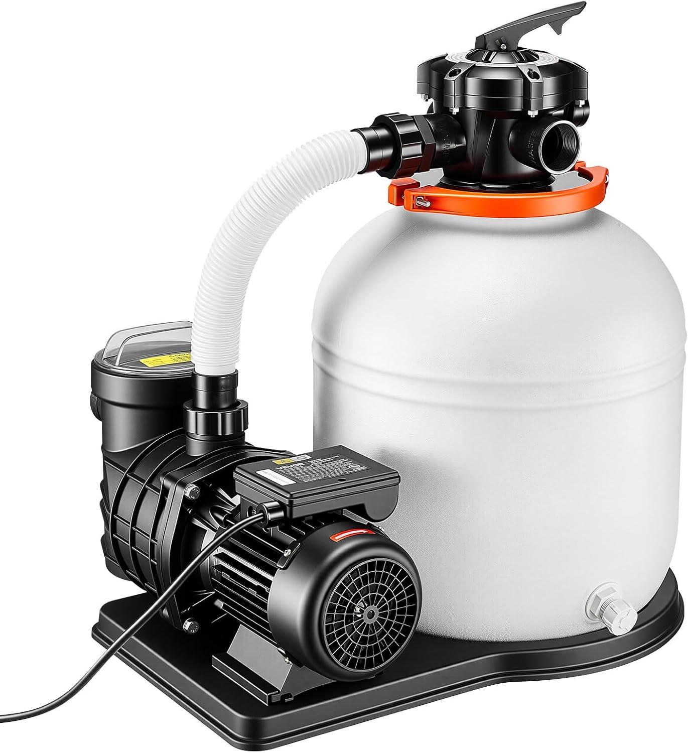 image:imageVEVOR FlashPure Sand Filter Pump 12 in for Above Ground Pool 05 HP 3000 GPH Swimming Pool Filter System with Timer 6X Faster Filtration Media Installed LeakResistant Ready to Use Out of Box16 inch  1 HP  4400 GPH