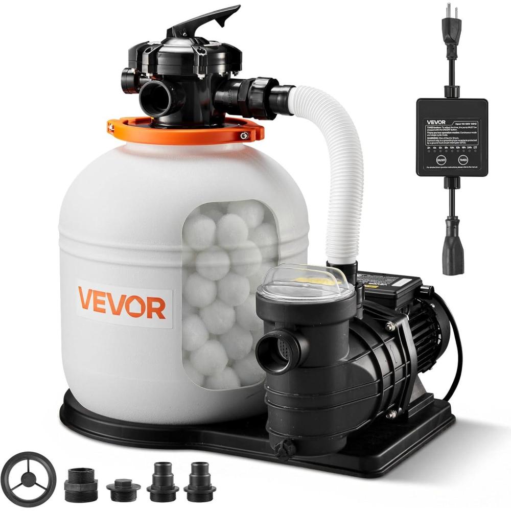 image:imageVEVOR FlashPure Sand Filter Pump 12 in for Above Ground Pool 05 HP 3000 GPH Swimming Pool Filter System with Timer 6X Faster Filtration Media Installed LeakResistant Ready to Use Out of Box16 inch  1 HP  4400 GPH