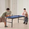 image:imageVEVOR Ping Pong Table MidSize Table Tennis Game Indoor MDF Table Tennis Table Foldable Portable Complete Ping Pong Table Set with Net 2 Paddles 3 Balls Carry Bag Handle No Assembly Required