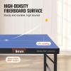 image:imageVEVOR Ping Pong Table MidSize Table Tennis Game Indoor MDF Table Tennis Table Foldable Portable Complete Ping Pong Table Set with Net 2 Paddles 3 Balls Carry Bag Handle No Assembly Required