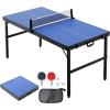 image:imageVEVOR Ping Pong Table MidSize Table Tennis Game Indoor MDF Table Tennis Table Foldable Portable Complete Ping Pong Table Set with Net 2 Paddles 3 Balls Carry Bag Handle No Assembly Required