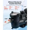 image:imageVEVOR Variable Speed Pool Pump 15 HP AC 220240V 132 GPM inAbove Swimming Pool Pump with Filter Basket Powerful Self Priming Programmable Timer for Inground and Above Ground Swimming Pool20 Hp