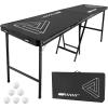 image:imageVEVOR 8 Foot Portable Pong Table Folding Tailgate Table Cup Holes Dry Erase Markers and Carrying Handles Adjustable Height Lightweight Table for Office Tailgate Party amp CampingHeightenBlack