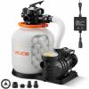 image:imageVEVOR FlashPure Sand Filter Pump 12 in for Above Ground Pool 05 HP 3000 GPH Swimming Pool Filter System with Timer 6X Faster Filtration Media Installed LeakResistant Ready to Use Out of Box14 Inch  075 Hp  3500 Gph