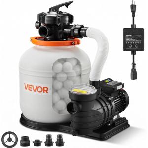 image:imageVEVOR FlashPure Sand Filter Pump 12 in for Above Ground Pool 05 HP 3000 GPH Swimming Pool Filter System with Timer 6X Faster Filtration Media Installed LeakResistant Ready to Use Out of Box14 Inch  075 Hp  3500 Gph