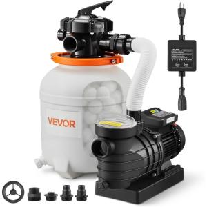 image:imageVEVOR FlashPure Sand Filter Pump 12 in for Above Ground Pool 05 HP 3000 GPH Swimming Pool Filter System with Timer 6X Faster Filtration Media Installed LeakResistant Ready to Use Out of Box12 Inch  05 Hp  3000 Gph