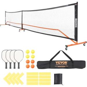 image:imageVEVOR Portable Pickleball Net System 22FT Regulation Size NetPickleball Net Set with Wheels and Paddles