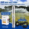 image:imageVEVOR Deep Well Submersible Pump 1HP 115V60Hz 37gpm Flow 207ft Head with 33ft Electric Cord 4 Stainless Steel Water Pump for Industrial IrrigationampHome Use IP68 Waterproof Grade3HP230V w control box