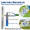 image:imageVEVOR Deep Well Submersible Pump 1HP 115V60Hz 37gpm Flow 207ft Head with 33ft Electric Cord 4 Stainless Steel Water Pump for Industrial IrrigationampHome Use IP68 Waterproof Grade2HP230V