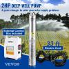 image:imageVEVOR Deep Well Submersible Pump 1HP 115V60Hz 37gpm Flow 207ft Head with 33ft Electric Cord 4 Stainless Steel Water Pump for Industrial IrrigationampHome Use IP68 Waterproof Grade2HP230V w control box