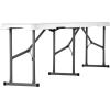 image:imageVEVOR Plastic Folding Bench 6ft Portable Folding Bench Smooth High Density Polyethylene Waterproof Outdoor Bench Picnic Camping Table with Handle for Garden Soccer Playtime Black 1 PackWhite