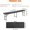 image:imageVEVOR Plastic Folding Bench 6ft Portable Folding Bench Smooth High Density Polyethylene Waterproof Outdoor Bench Picnic Camping Table with Handle for Garden Soccer Playtime Black 1 PackBlack