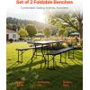 image:imageVEVOR Plastic Folding Bench 6ft Portable Folding Bench Smooth High Density Polyethylene Waterproof Outdoor Bench Picnic Camping Table with Handle for Garden Soccer Playtime White 2 PackBlack