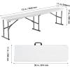 image:imageVEVOR Plastic Folding Bench 6ft Portable Folding Bench Smooth High Density Polyethylene Waterproof Outdoor Bench Picnic Camping Table with Handle for Garden Soccer Playtime Black 1 PackWhite
