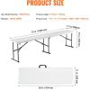 image:imageVEVOR Plastic Folding Bench 6ft Portable Folding Bench Smooth High Density Polyethylene Waterproof Outdoor Bench Picnic Camping Table with Handle for Garden Soccer Playtime Black 1 PackWhite