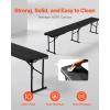 image:imageVEVOR Plastic Folding Bench 6ft Portable Folding Bench Smooth High Density Polyethylene Waterproof Outdoor Bench Picnic Camping Table with Handle for Garden Soccer Playtime White 2 PackBlack