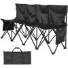 image:imageVEVOR Portable Folding Bench 8 Seats Foldable Sideline Bench Outdoor Camping Bench Chair with Carry Bag amp Backrest Team Sport Sideline Bench for Football Fishing No Assembly Instant Seating BlackBlack