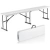 image:imageVEVOR Plastic Folding Bench 6ft Portable Folding Bench Smooth High Density Polyethylene Waterproof Outdoor Bench Picnic Camping Table with Handle for Garden Soccer Playtime Black 1 PackWhite