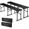 image:imageVEVOR Plastic Folding Bench 6ft Portable Folding Bench Smooth High Density Polyethylene Waterproof Outdoor Bench Picnic Camping Table with Handle for Garden Soccer Playtime White 2 PackBlack