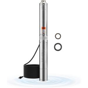 image:imageVEVOR Deep Well Submersible Pump 1 HP Output Power 115V 317 GPM Flow 207 ft Head with 3281 ft Cord External Control Box Stainless Steel Water Pump for Industrial Irrigation and Home Use IP6815HP115V