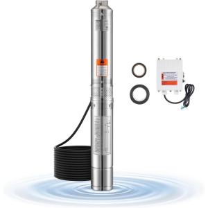 image:imageVEVOR Deep Well Submersible Pump 1 HP Output Power 115V 317 GPM Flow 207 ft Head with 3281 ft Cord External Control Box Stainless Steel Water Pump for Industrial Irrigation and Home Use IP681HP230V w control box