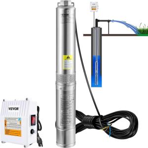 image:imageVEVOR Deep Well Submersible Pump 1HP 115V60Hz 37gpm Flow 207ft Head with 33ft Electric Cord 4 Stainless Steel Water Pump for Industrial IrrigationampHome Use IP68 Waterproof Grade15HP115V w control box