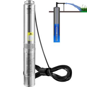 image:imageVEVOR Deep Well Submersible Pump 1HP 115V60Hz 37gpm Flow 207ft Head with 33ft Electric Cord 4 Stainless Steel Water Pump for Industrial IrrigationampHome Use IP68 Waterproof Grade1HP115V