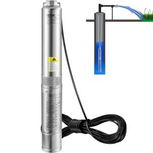 image:imageVEVOR Deep Well Submersible Pump 1HP 115V60Hz 37gpm Flow 207ft Head with 33ft Electric Cord 4 Stainless Steel Water Pump for Industrial IrrigationampHome Use IP68 Waterproof Grade2HP230V