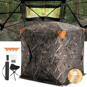 image:imageVEVOR Hunting BlindSee Through Ground Blinds with Carrying Bag 360 Degree Portable Camouflage TentDurable Concealed Shelter with Silent Side Door and Window for Turkey and Deer23 Person270See Through 