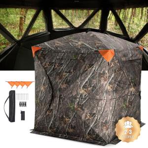 image:imageVEVOR Hunting BlindSee Through Ground Blinds with Carrying Bag 360 Degree Portable Camouflage TentDurable Concealed Shelter with Silent Side Door and Window for Turkey and Deer23 Person