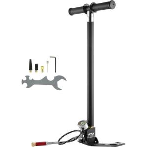 image:imageVEVOR PCP Hand Pump 4 Stage 30Mpa 4500 PSI High Pressure PCP Air Rifile Filling Stirrup Pump with OilMoisture Filter Pressure Gauge Stainless Steel for Airguns Scuba Tank Paintball Filling Tire4 Stage 4500PSI