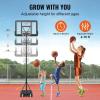 image:imageVEVOR Basketball Rim 18 Basketball Hoop 44 48 50 54 Inchs PC Backboard 4410FT Height Adjustable Basketball Portable Hoopamp Goal IndoorOutdoor Classic Basketball Court Teen Adult School ParkBlack 44in