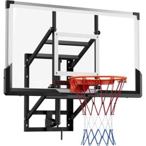 image:imageVEVOR Basketball Hoop 44 54 Inchs PC Backboard Wall Mounted Basketball Portable Hoop amp Goal Indoor amp Outdoor with HandCrank Adjustment Classic Basketball Court Teens Adults Schools ParksBlack Goal 54in