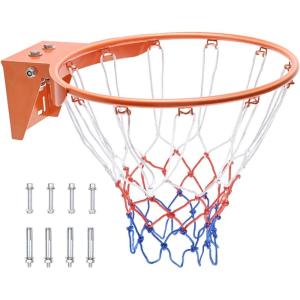 image:imageVEVOR Basketball Hoop 44 54 Inchs PC Backboard Wall Mounted Basketball Portable Hoop amp Goal Indoor amp Outdoor with HandCrank Adjustment Classic Basketball Court Teens Adults Schools ParksOrange Upgraded Rim 18in