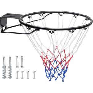 image:imageVEVOR Basketball Hoop 44 54 Inchs PC Backboard Wall Mounted Basketball Portable Hoop amp Goal Indoor amp Outdoor with HandCrank Adjustment Classic Basketball Court Teens Adults Schools ParksBlack Rim 18in