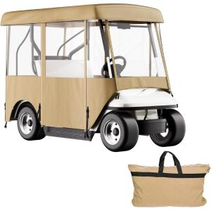 image:imageVEVOR Golf Cart Enclosure Polyester Driving Enclosure Club Car Covers Universal Fits for Most Brand Carts Sunproof and Dustproof Outdoor Cart Cover300DBeige 787x433x622