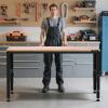 image:imageVEVOR Adjustable Workbench 48 x 20inch Heavy Duty Work Bench with 285383 Inches Height Adjustment 2000 lbs Capacity Garage Workbench with Power Outlets Suitable for Office Garage WorkshopHeight AdjustmentPower Outlets61x20