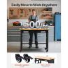 image:imageVEVOR Adjustable Workbench 48 x 20inch Heavy Duty Work Bench with 285383 Inches Height Adjustment 2000 lbs Capacity Garage Workbench with Power Outlets Suitable for Office Garage WorkshopDrawer StorageUniversal Wheels48x244x374