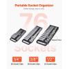 image:imageVEVOR Portable Socket Organizer Tray 3Piece Metric amp SAE Socket Organizer Set 14 38 and 12 HeavyDuty Socket Holder with Handle amp Magnetic Base for Tool Box Drawer Hold up to 76 SocketsMagnetic Socket Holder